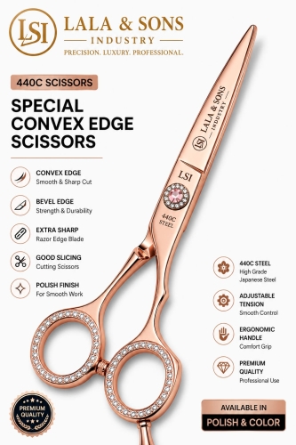 Special Convex Edge Scissor 440C Gold