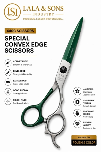 Special Convex Edge Scissor 440C Blue