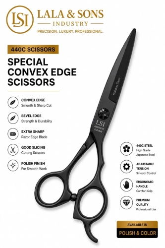 Special Convex Edge Scissor 440C Epoxy Black